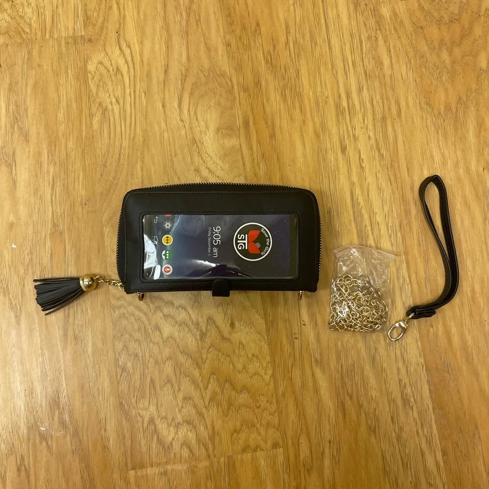 Black Phone/Wallet Wristlet and Crossbody Straps